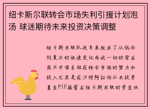 纽卡斯尔联转会市场失利引援计划泡汤 球迷期待未来投资决策调整